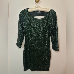 Express Green Sequin Party Mini Dress